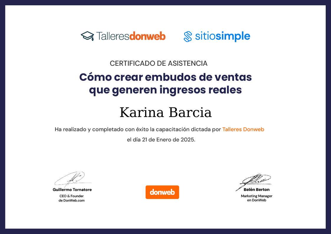 Certificado de asistencia · Talleres DonWeb