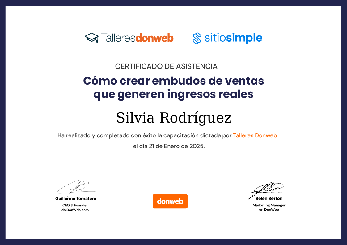Certificado de asistencia · Talleres DonWeb