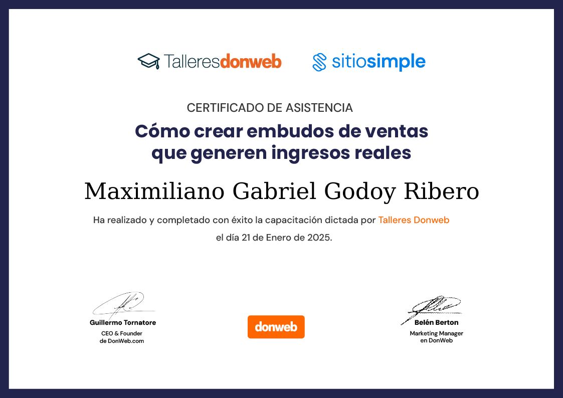 Certificado de asistencia · Talleres DonWeb