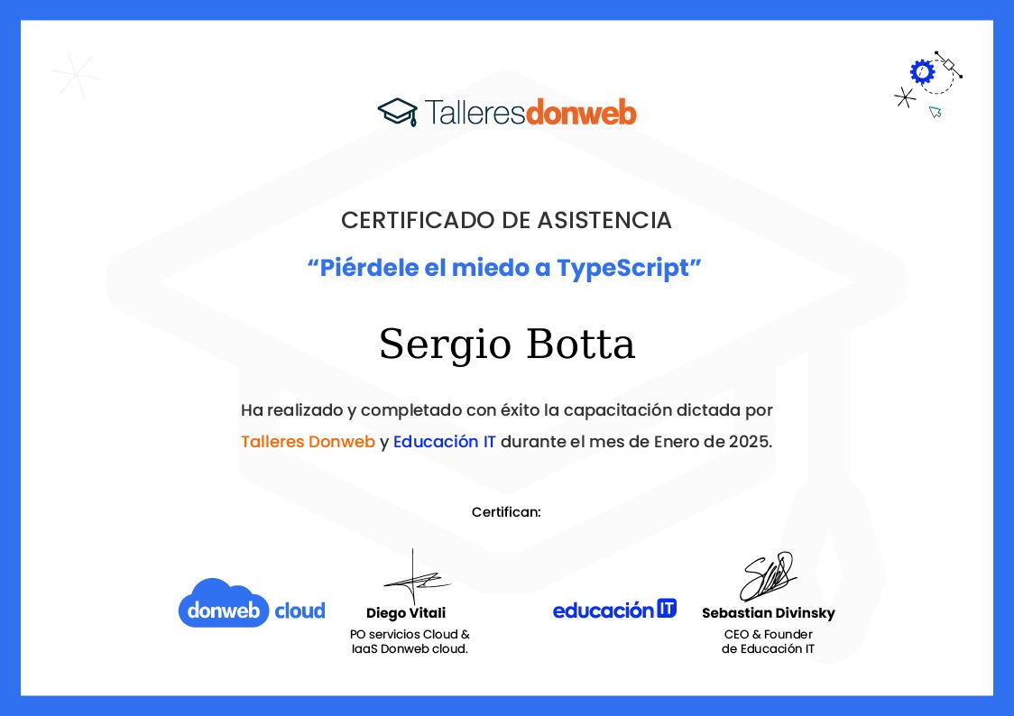 Certificado de asistencia · Talleres DonWeb