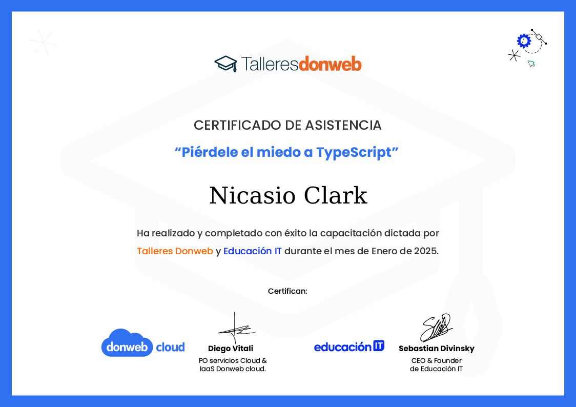 Certificado de asistencia · Talleres DonWeb