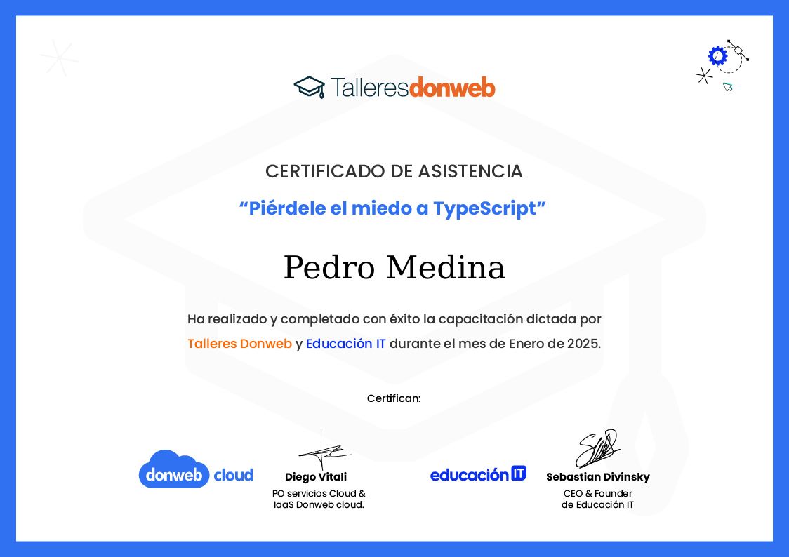 Certificado de asistencia · Talleres DonWeb