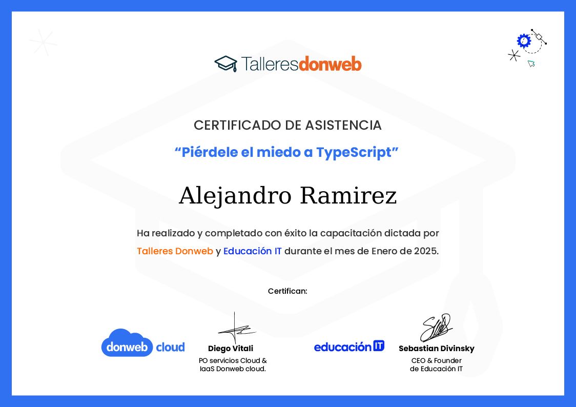 Certificado de asistencia · Talleres DonWeb