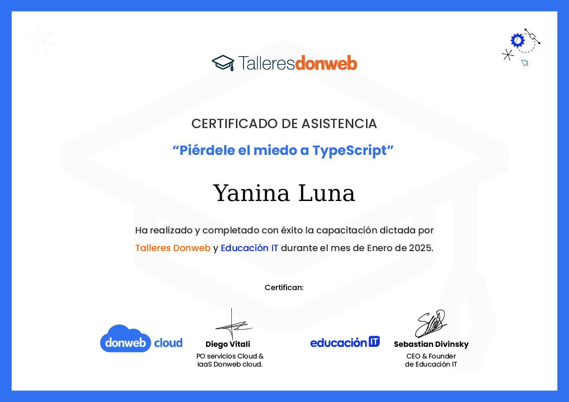 Certificado de asistencia · Talleres DonWeb