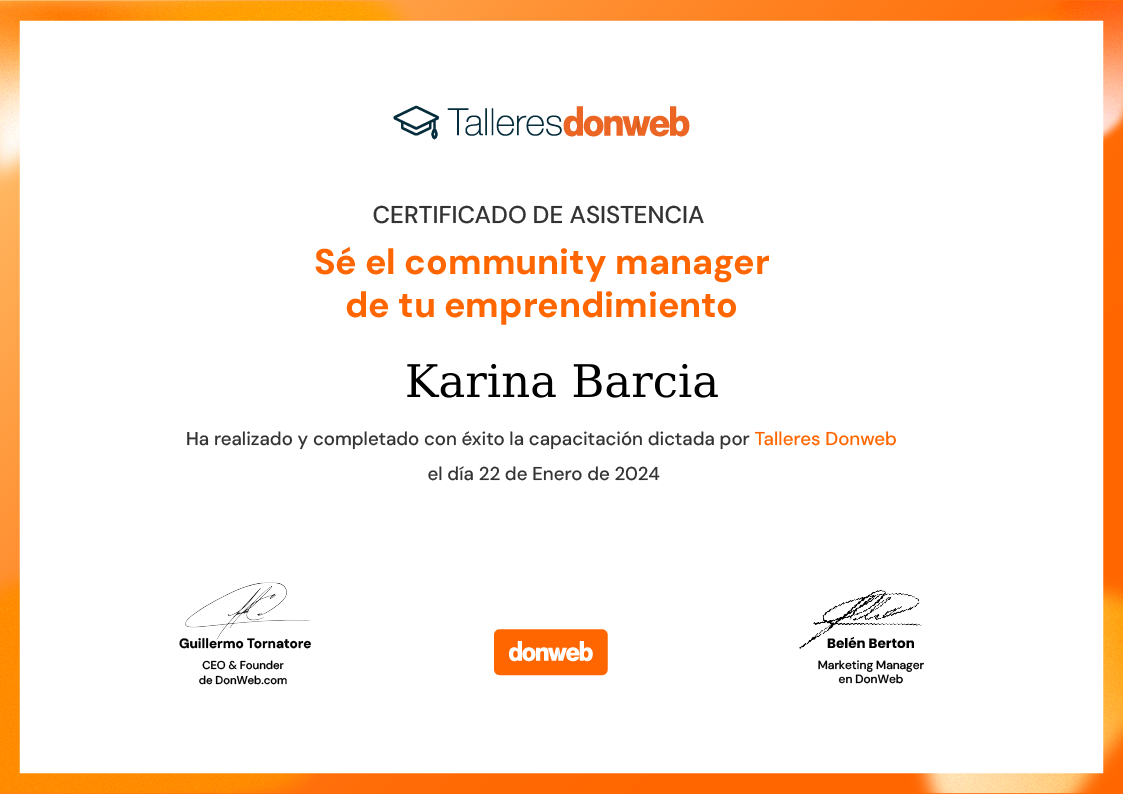 Certificado de asistencia · Talleres DonWeb