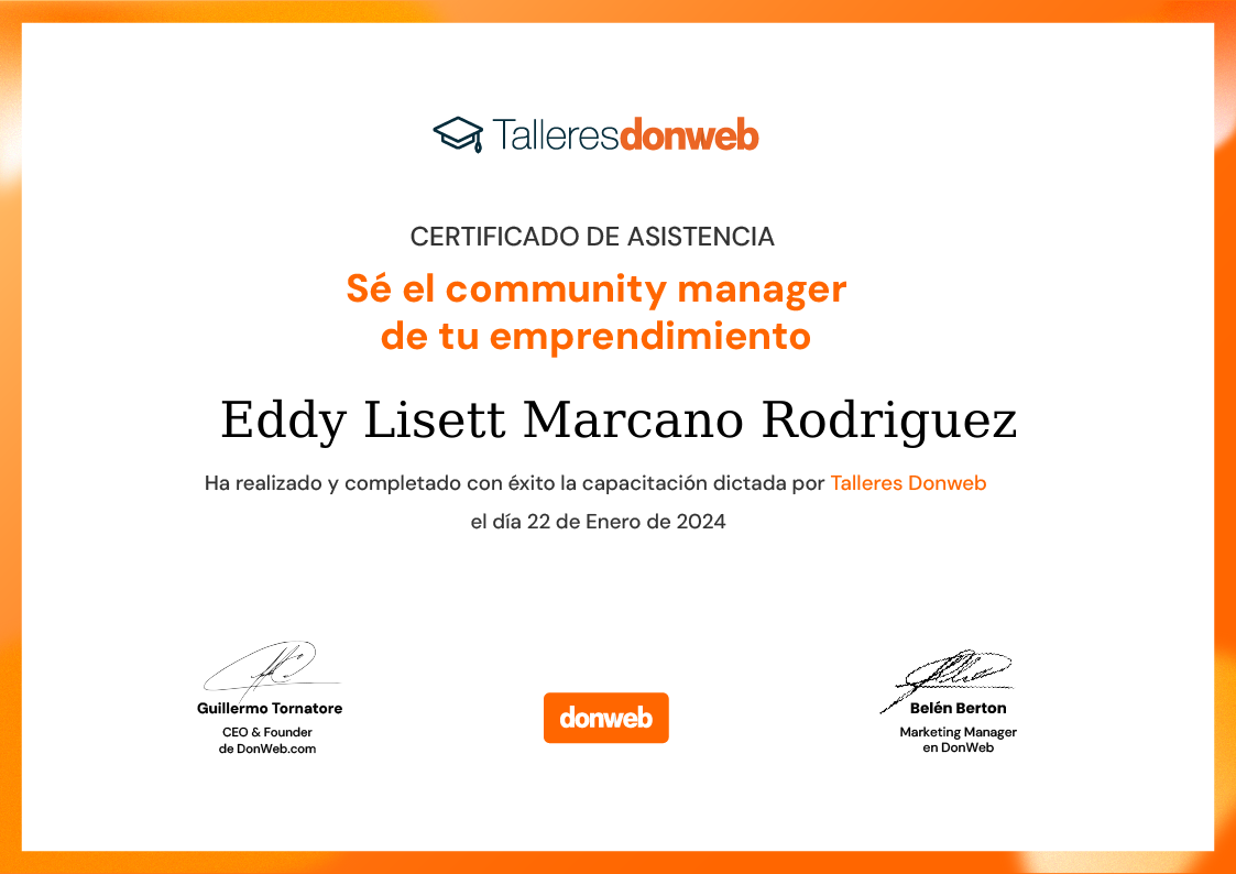 Certificado de asistencia · Talleres DonWeb