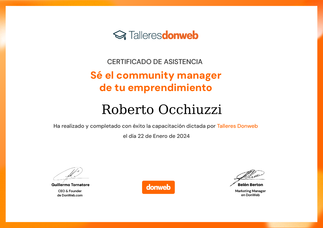 Certificado de asistencia · Talleres DonWeb