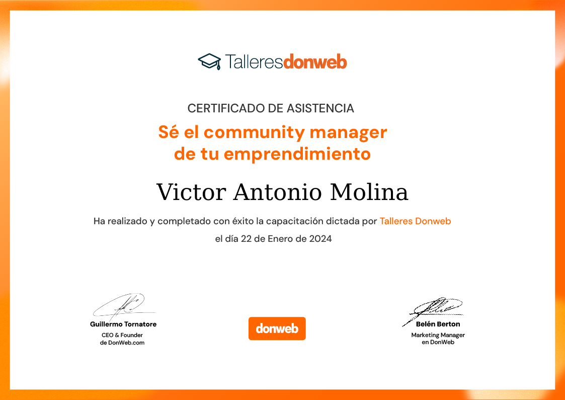 Certificado de asistencia · Talleres DonWeb