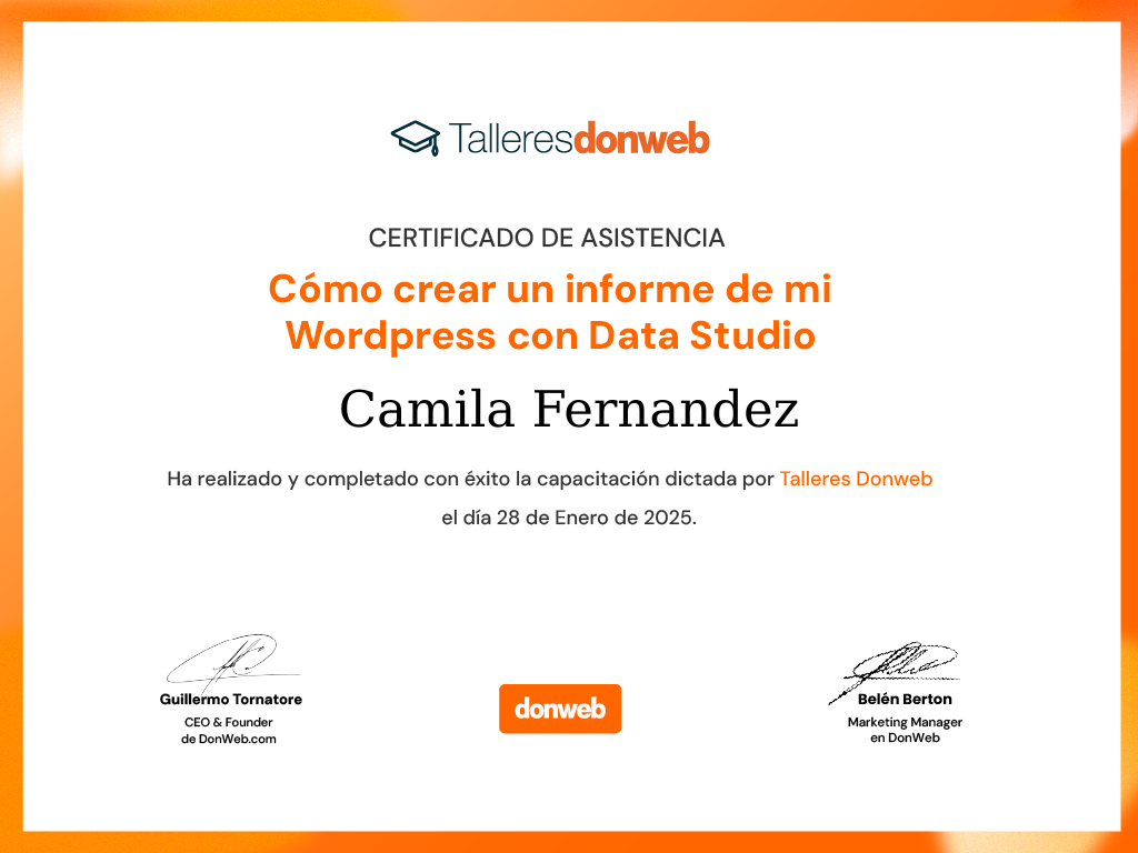 Certificado de asistencia · Talleres DonWeb