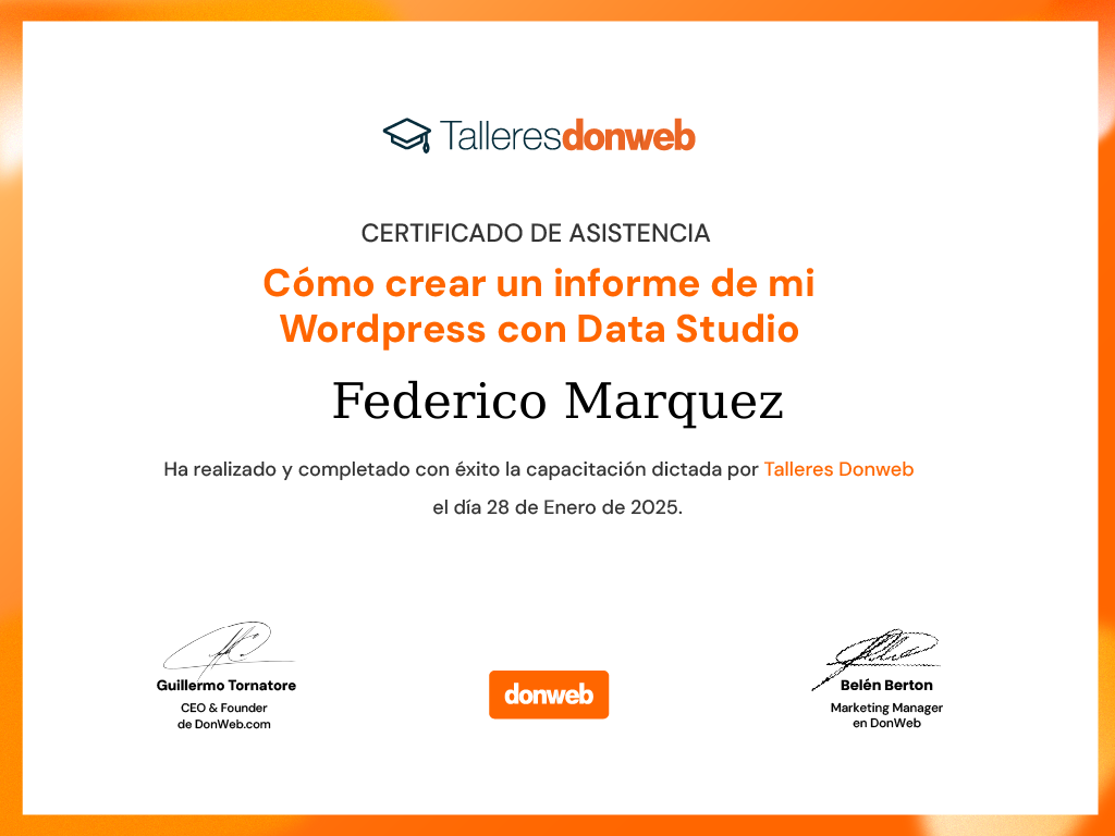 Certificado de asistencia · Talleres DonWeb