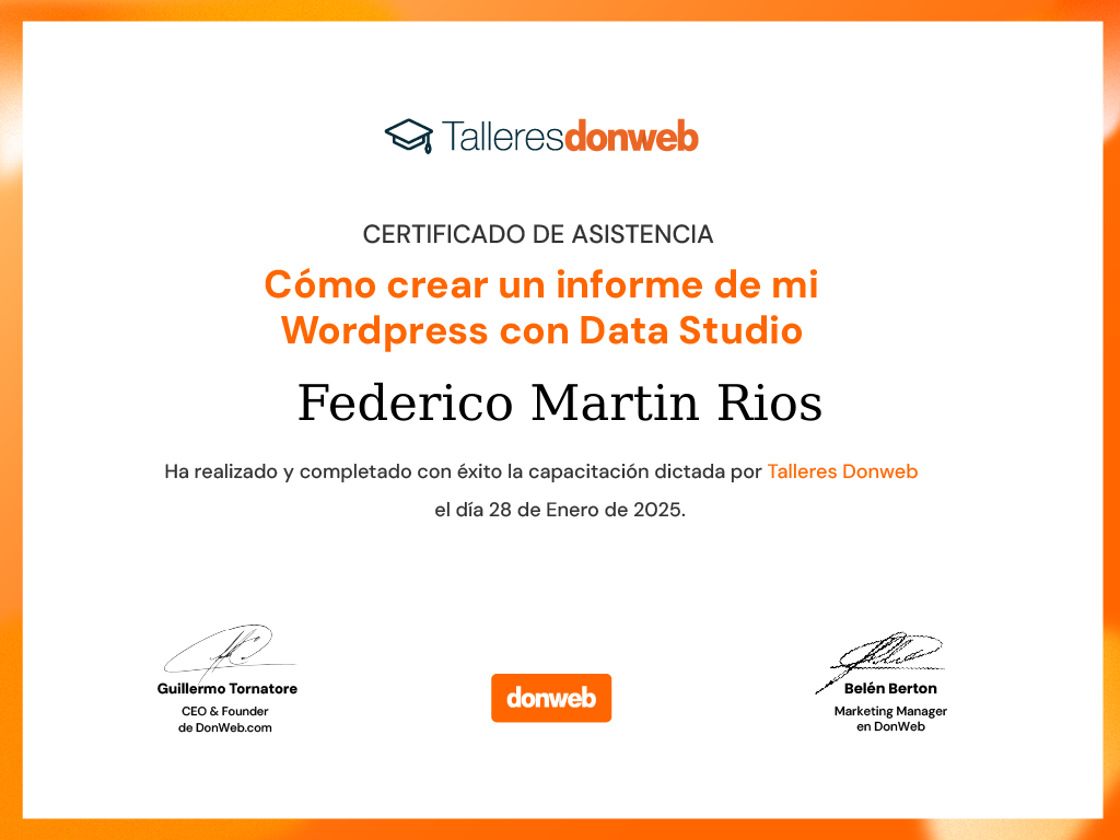 Certificado de asistencia · Talleres DonWeb