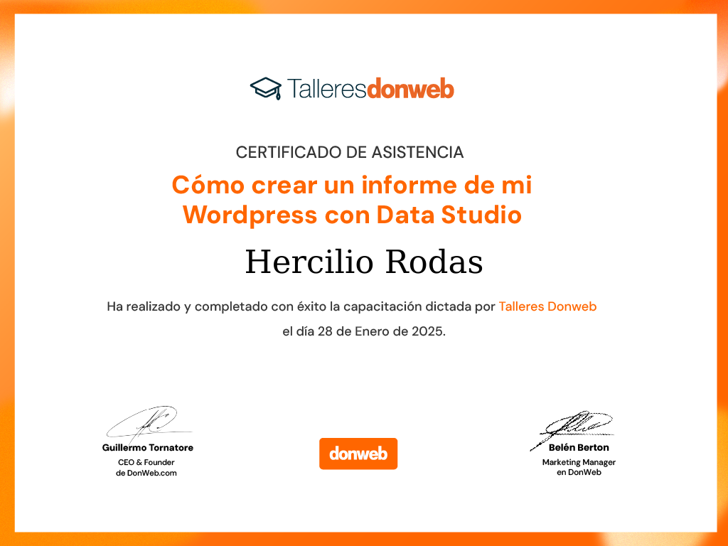 Certificado de asistencia · Talleres DonWeb