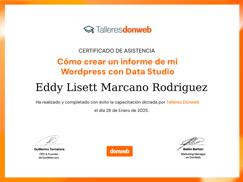 Certificado de asistencia · Talleres DonWeb
