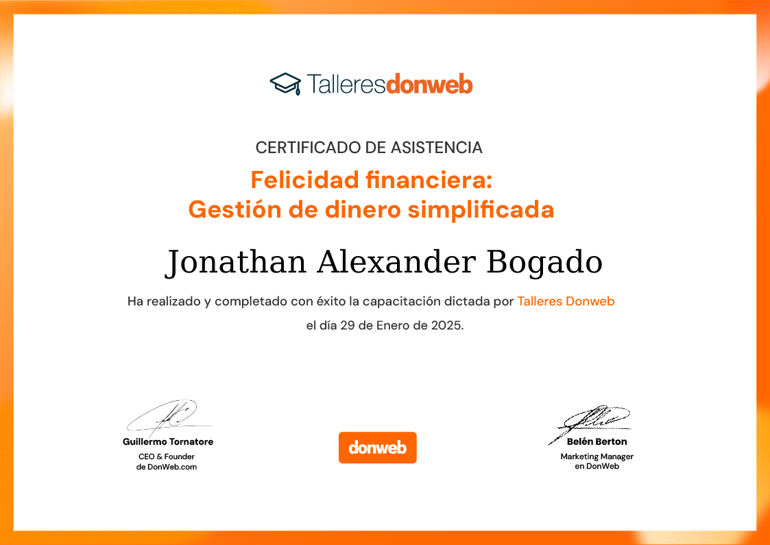 Certificado de asistencia · Talleres DonWeb