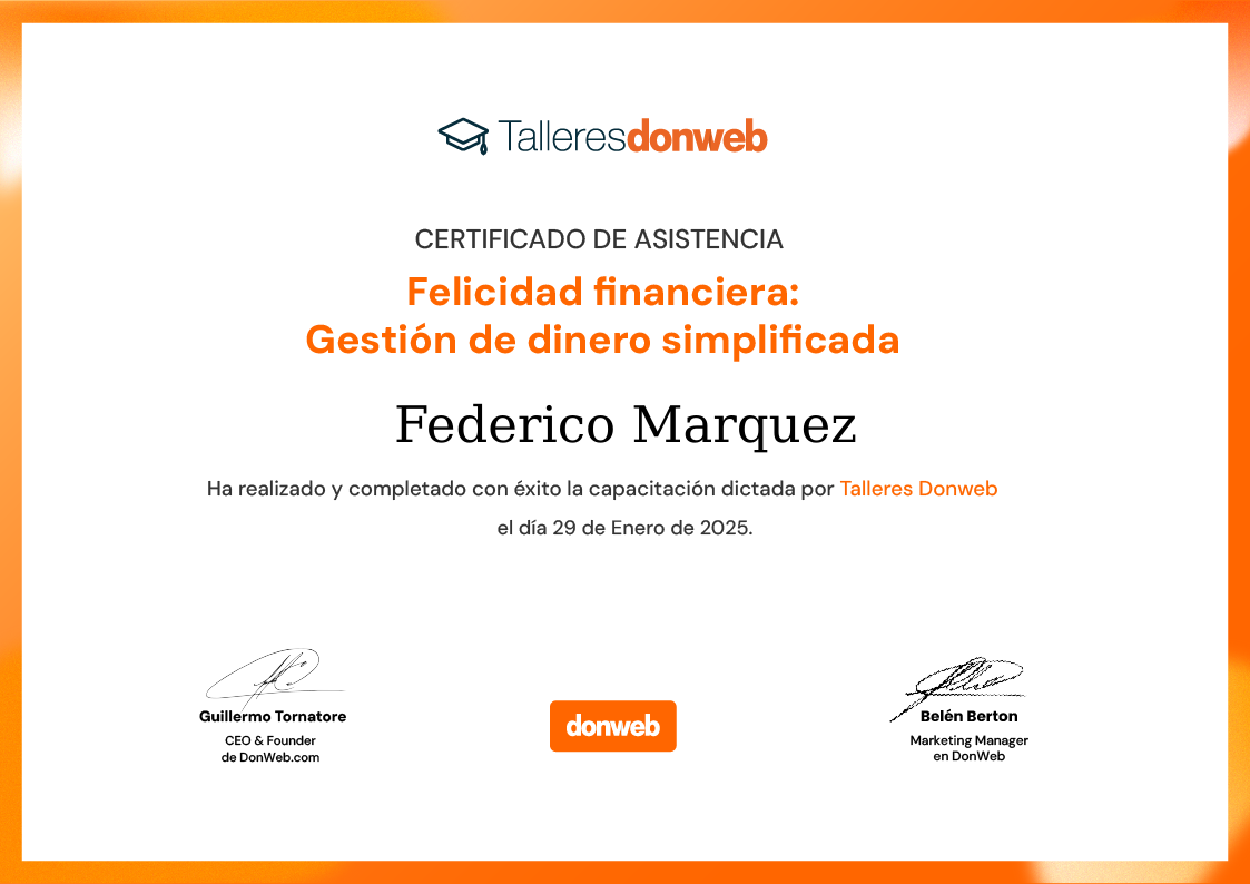 Certificado de asistencia · Talleres DonWeb