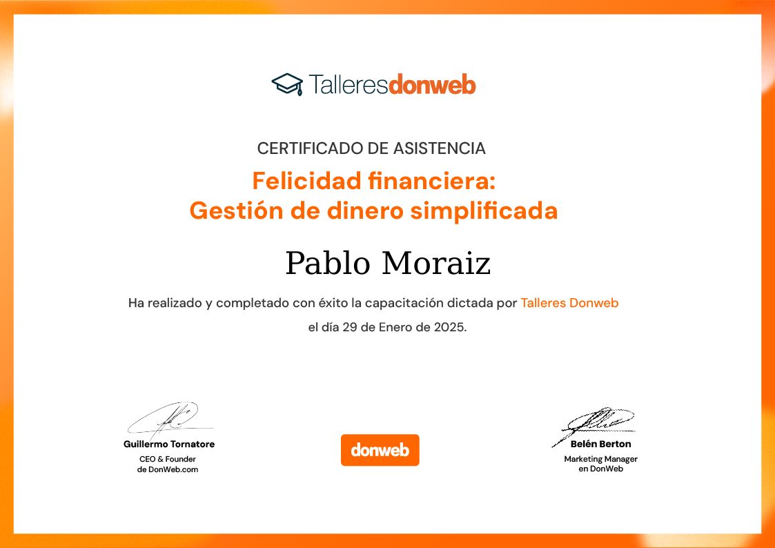 Certificado de asistencia · Talleres DonWeb