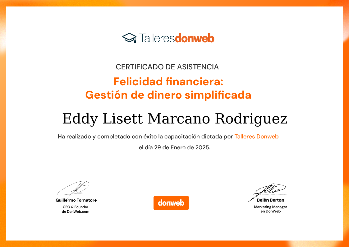 Certificado de asistencia · Talleres DonWeb