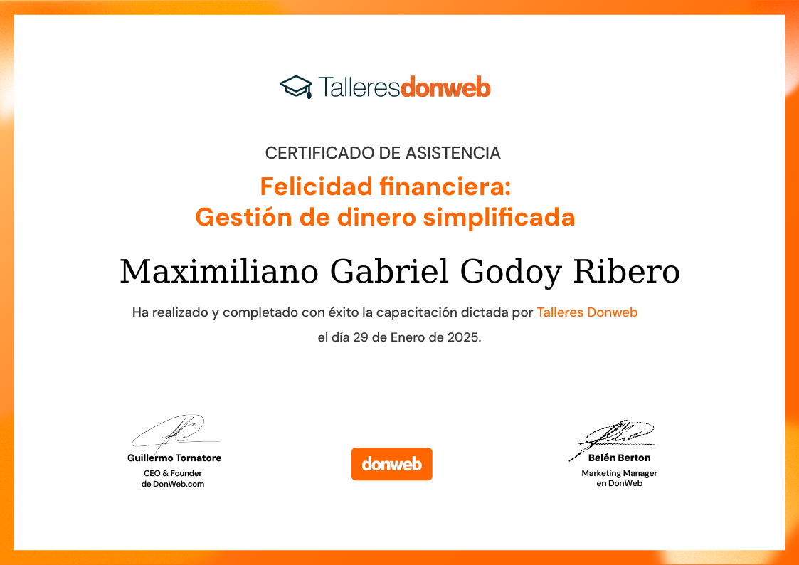 Certificado de asistencia · Talleres DonWeb