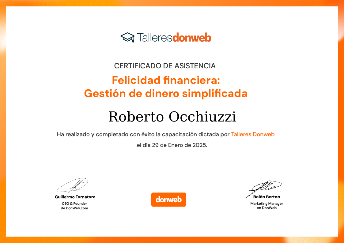 Certificado de asistencia · Talleres DonWeb