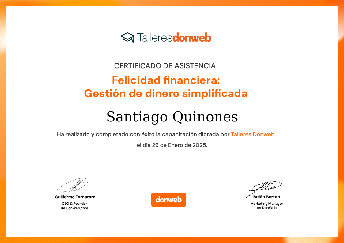 Certificado de asistencia · Talleres DonWeb