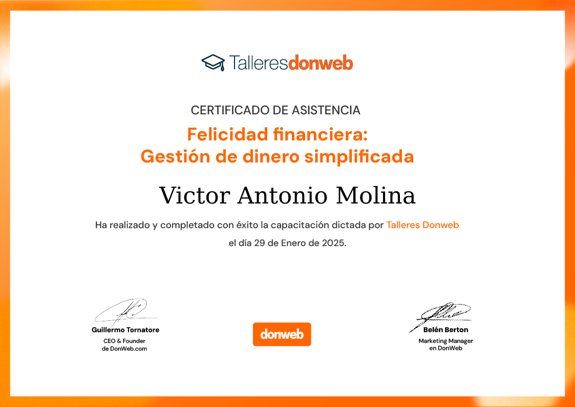 Certificado de asistencia · Talleres DonWeb