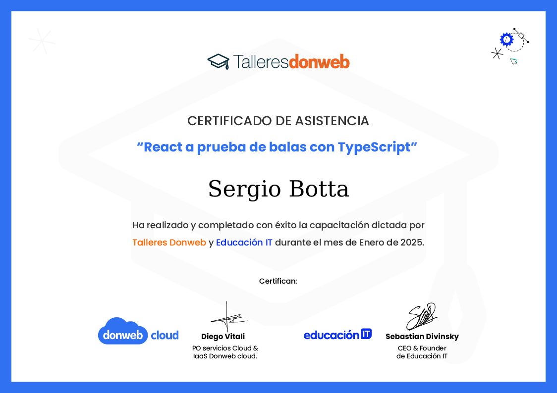 Certificado de asistencia · Talleres DonWeb