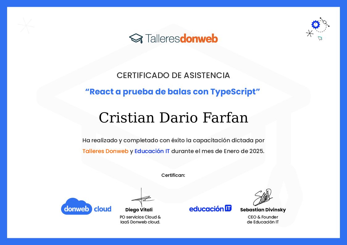Certificado de asistencia · Talleres DonWeb