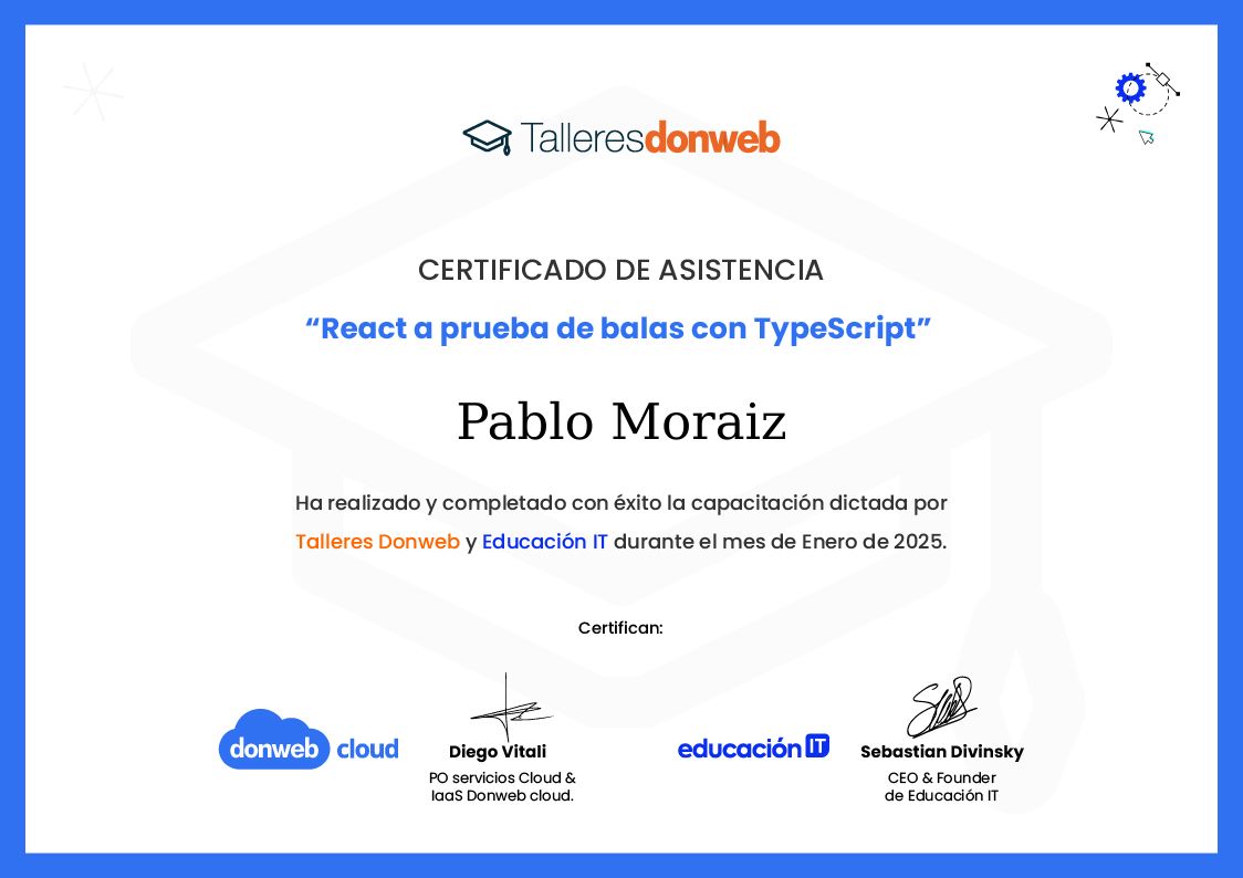 Certificado de asistencia · Talleres DonWeb