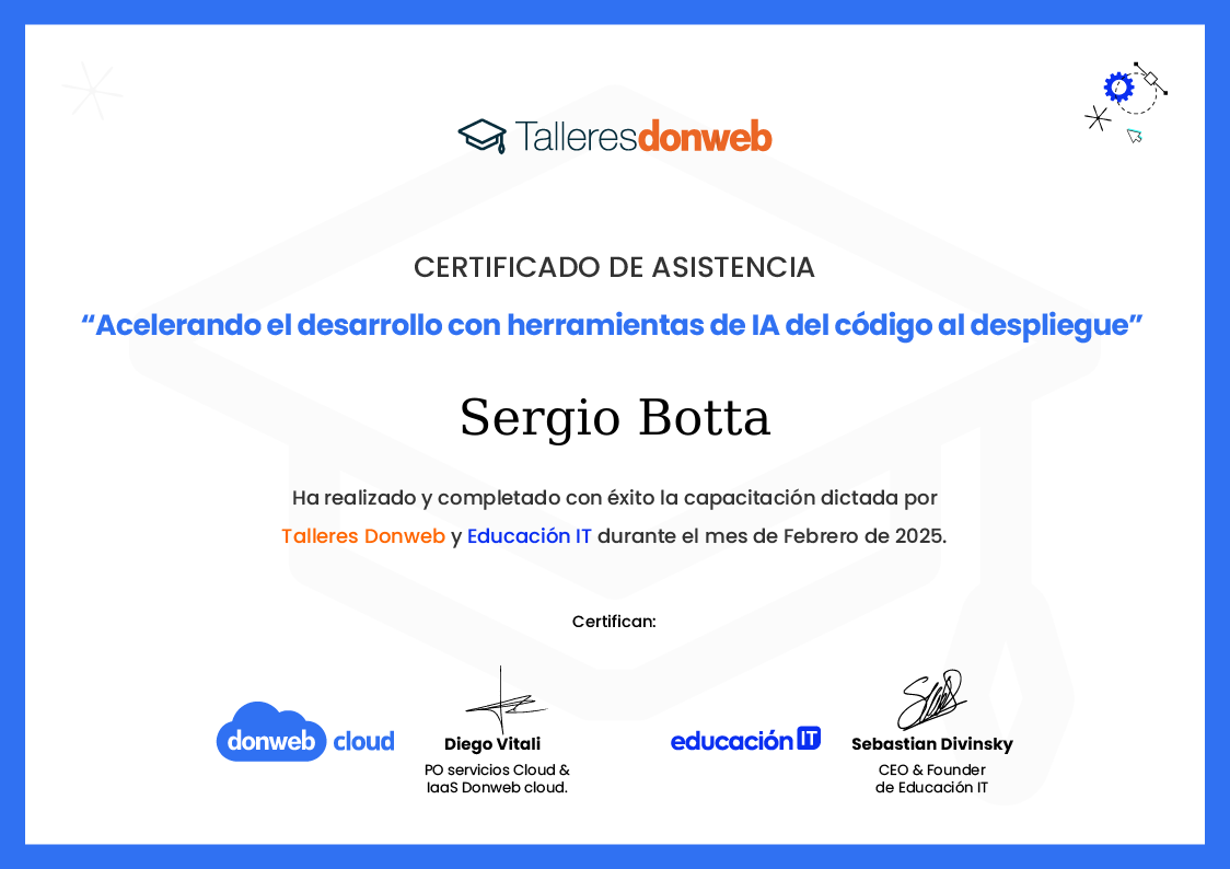 Certificado de asistencia · Talleres DonWeb