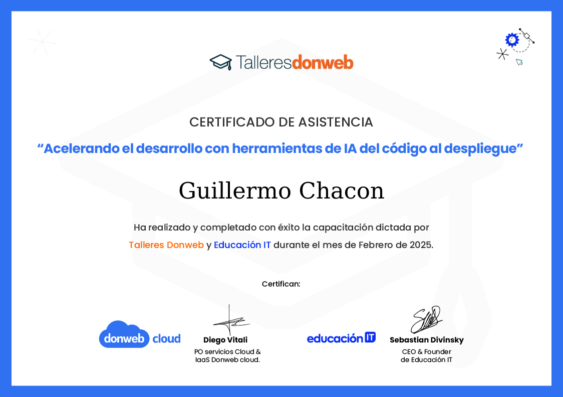 Certificado de asistencia · Talleres DonWeb