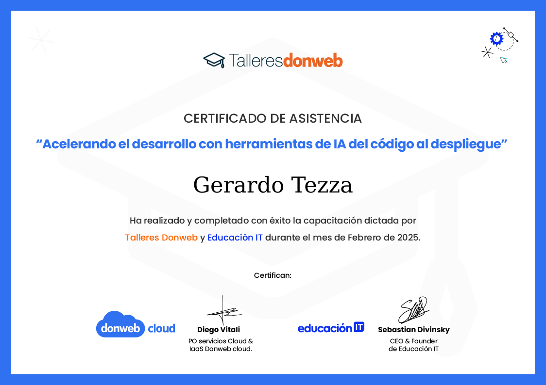 Certificado de asistencia · Talleres DonWeb