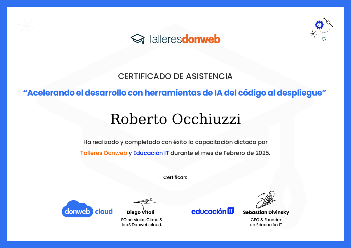 Certificado de asistencia · Talleres DonWeb