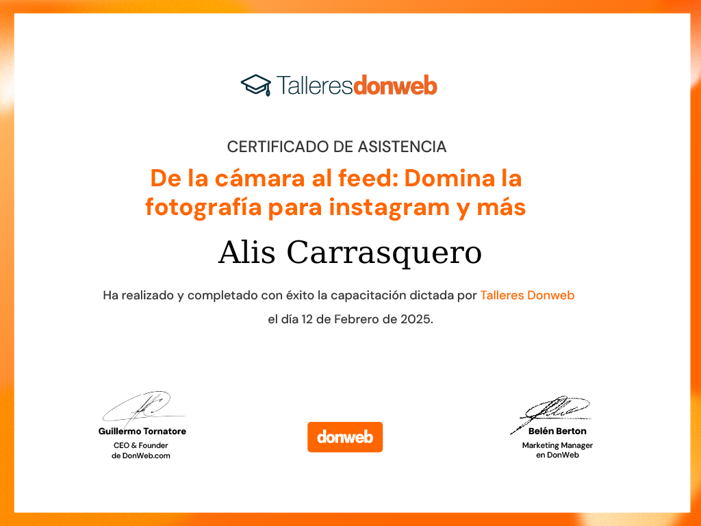 Certificado de asistencia · Talleres DonWeb