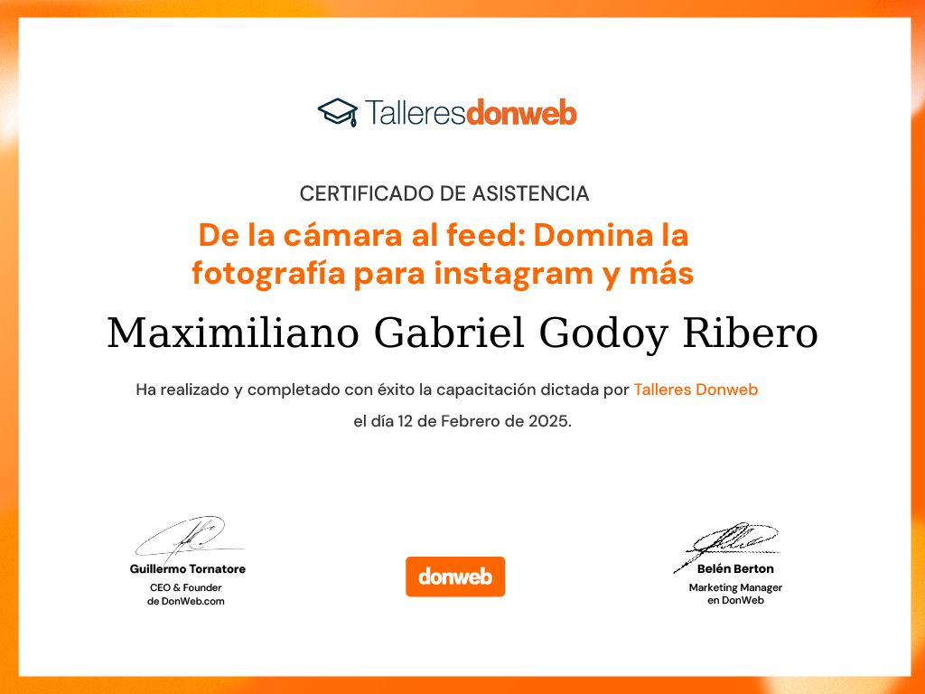 Certificado de asistencia · Talleres DonWeb