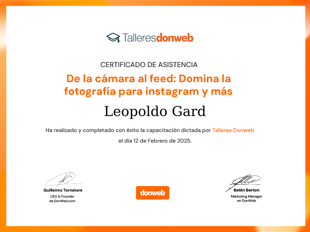 Certificado de asistencia · Talleres DonWeb
