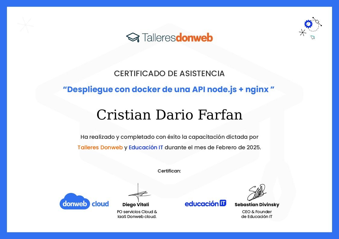 Certificado de asistencia · Talleres DonWeb