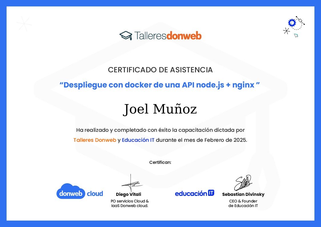 Certificado de asistencia · Talleres DonWeb