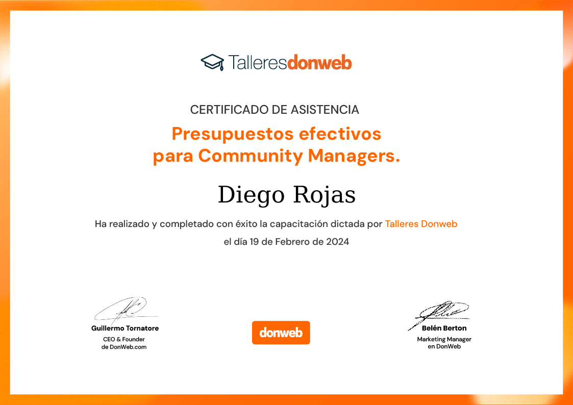 Certificado de asistencia · Talleres DonWeb