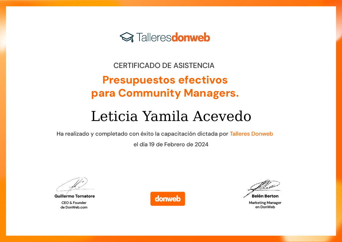 Certificado de asistencia · Talleres DonWeb