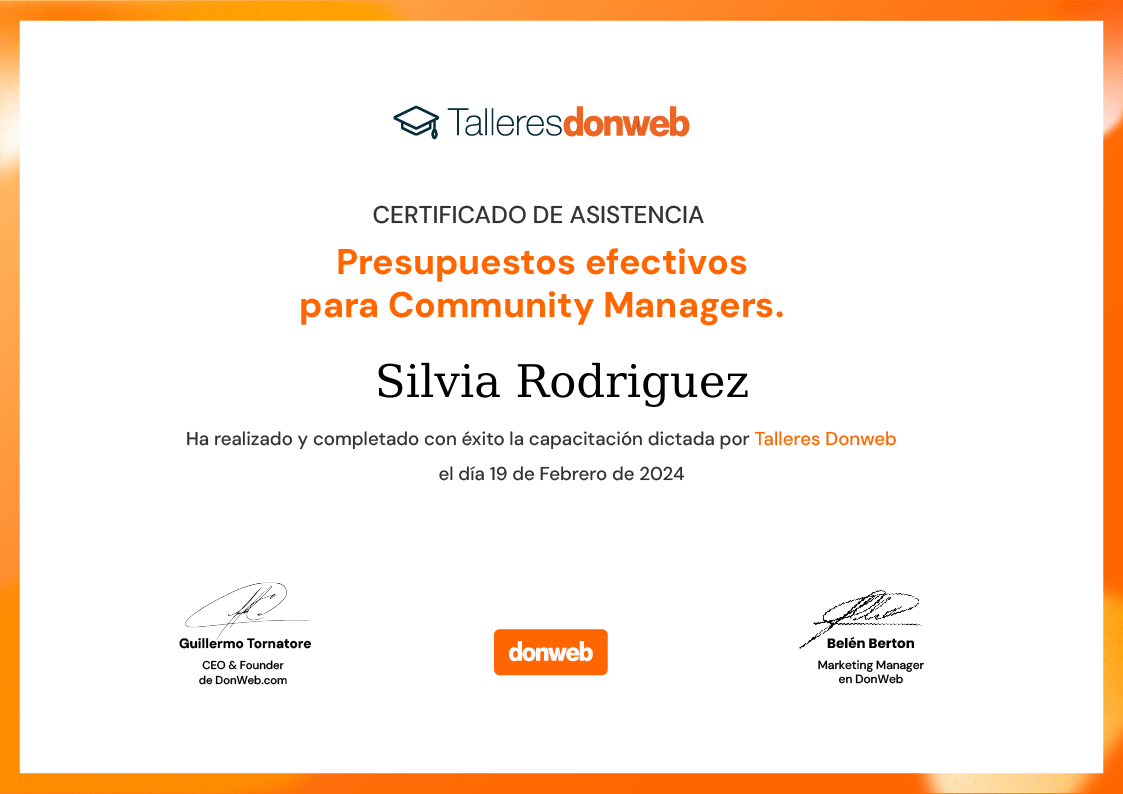 Certificado de asistencia · Talleres DonWeb