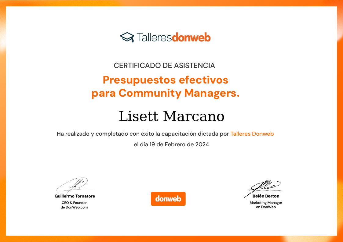 Certificado de asistencia · Talleres DonWeb