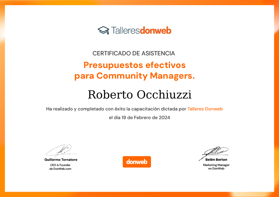 Certificado de asistencia · Talleres DonWeb