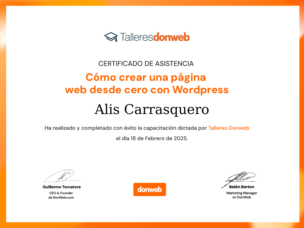 Certificado de asistencia · Talleres DonWeb