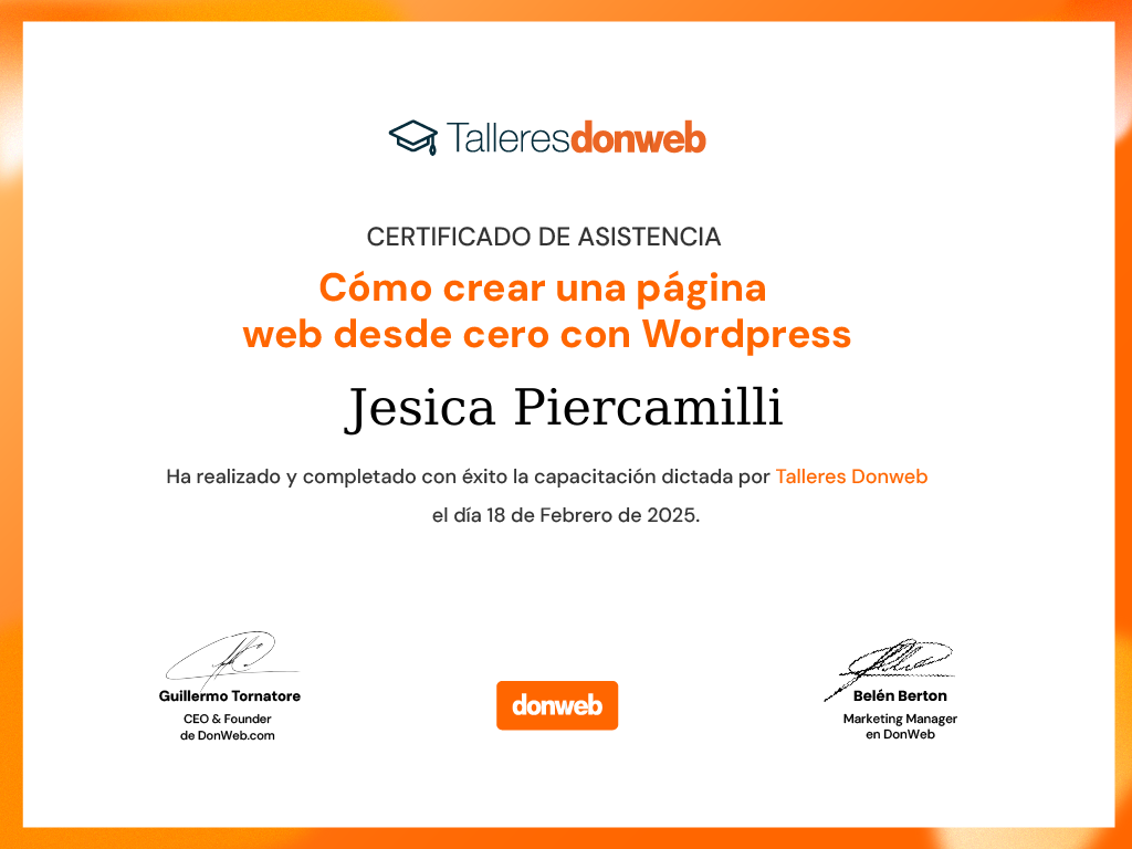 Certificado de asistencia · Talleres DonWeb