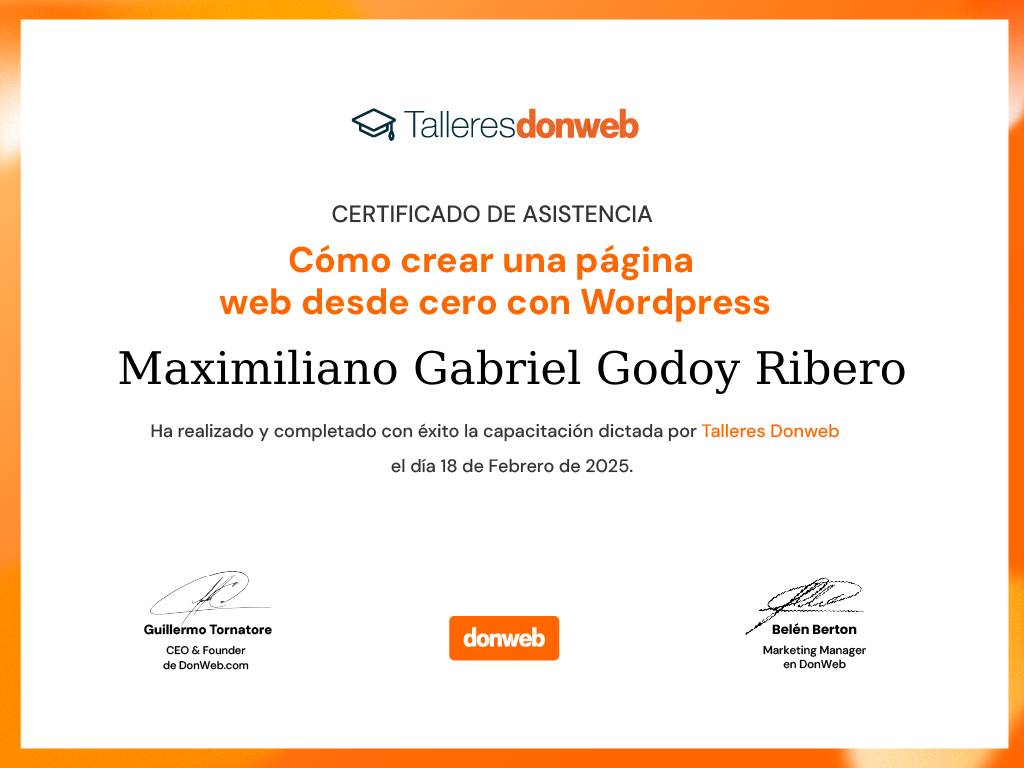 Certificado de asistencia · Talleres DonWeb