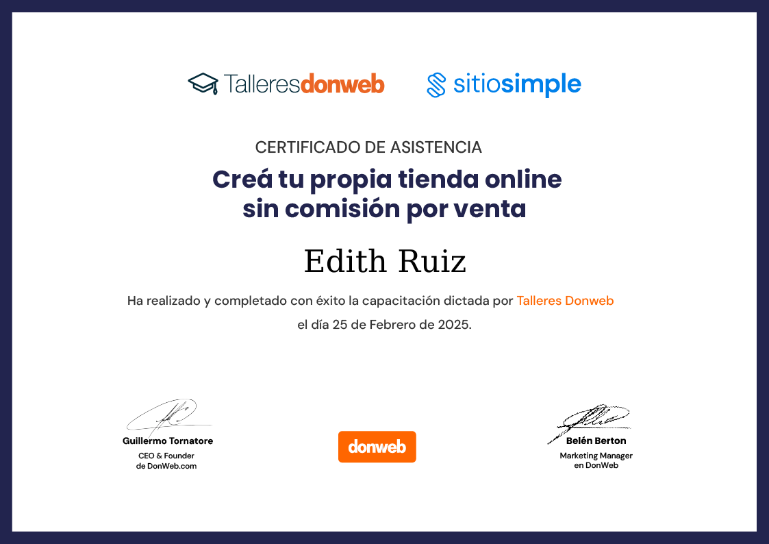 Certificado de asistencia · Talleres DonWeb