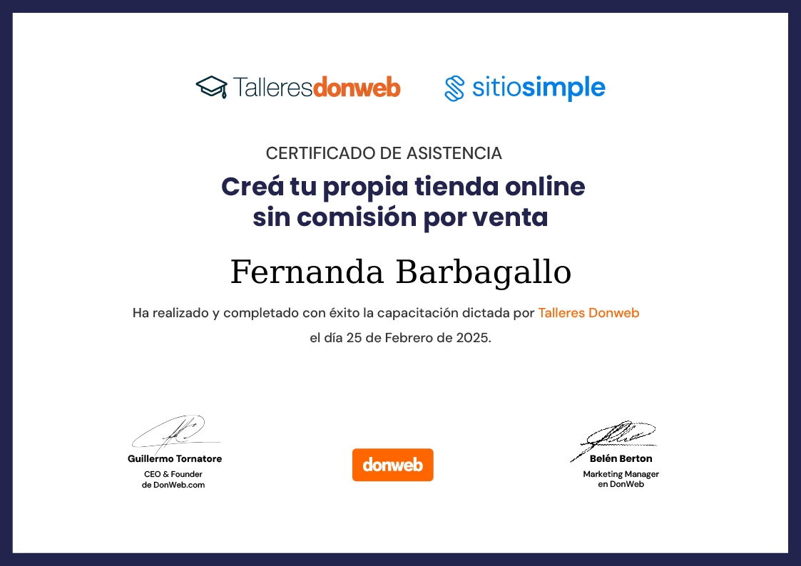 Certificado de asistencia · Talleres DonWeb