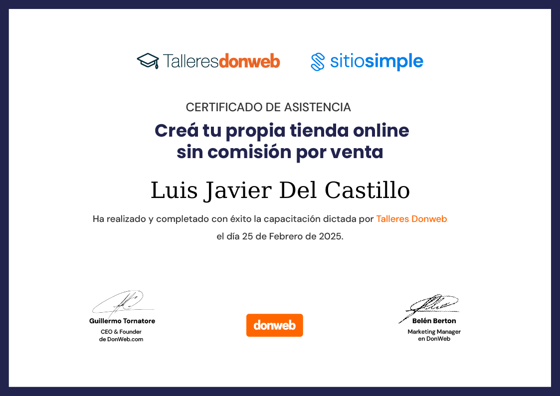 Certificado de asistencia · Talleres DonWeb