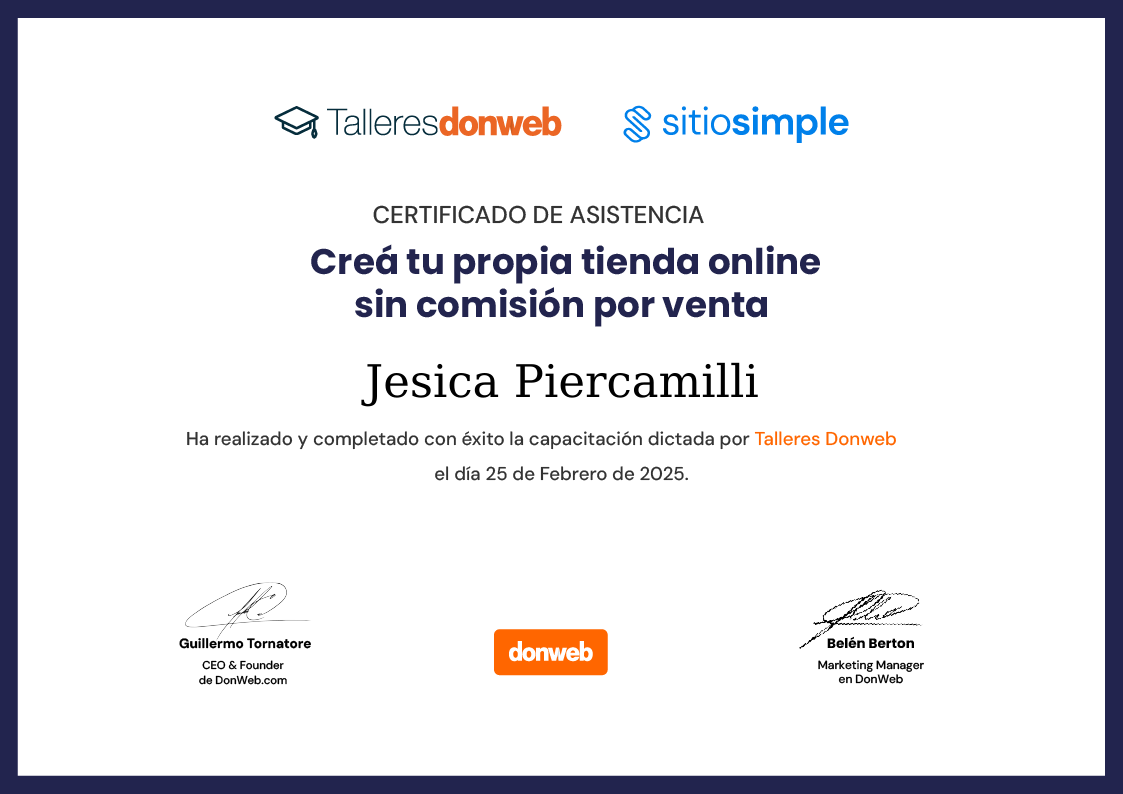 Certificado de asistencia · Talleres DonWeb