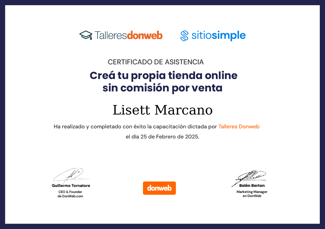 Certificado de asistencia · Talleres DonWeb